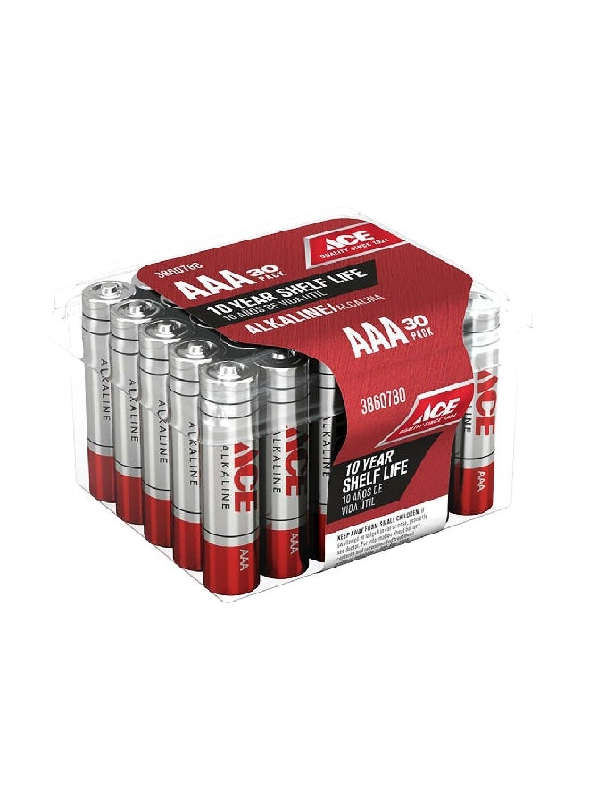 ACE 30-Piece AAA Ultra Alkaline Durable Pencil Batteries Set Silver and Red 6.8 x 7.6 x 4.6 cm LR03UP-30BOX  - Image 2