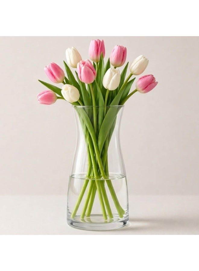 Ikea Glass Flower Vase 1 Liter Capacity 20 × 10.5 cm – Elegant Modern Decorative Vase for Fresh Flowers, Artificial Floral Arrangements and Hydroponic Plants, Thick Transparent Glass Table Centerpiece for Living Room, Dining Table, Office and Kitchen Decor, Stylish Wedding, Anniversary and Housewarming Gift - Clear - Image 1