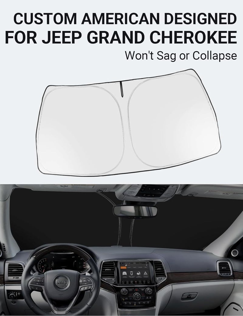 Proadsy Windshield Sun Shade for Jeep Grand Cherokee 2014-2025 2026 4-Layer Foldable Front Sunshade Protector Sun Visor Blocks UV Rays Keep Car Cooler - Image 2