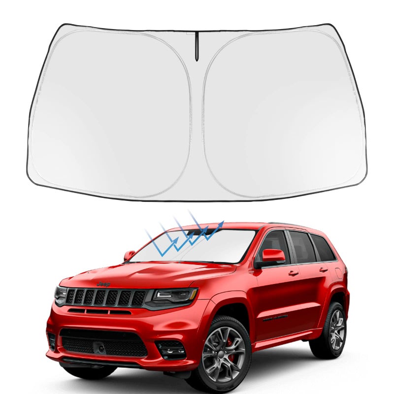 Proadsy Windshield Sun Shade for Jeep Grand Cherokee 2014-2025 2026 4-Layer Foldable Front Sunshade Protector Sun Visor Blocks UV Rays Keep Car Cooler - Image 1