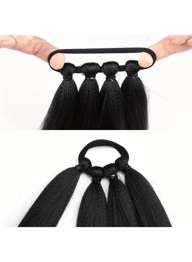 Bluejw African Wig Ponytail 26 Inch Straight Hair Chemical Fiber Ponytail Hair High Temperature Silk Women Ponytail Braid - Image 3