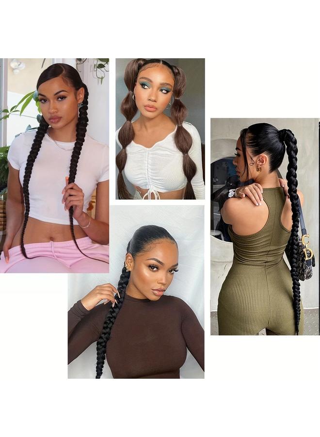 Bluejw African Wig Ponytail 26 Inch Straight Hair Chemical Fiber Ponytail Hair High Temperature Silk Women Ponytail Braid - Image 5