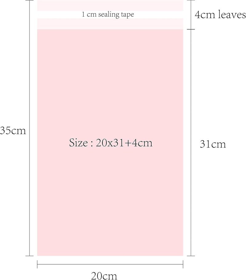 Red Dot Gift 50pcs Baby Pink Plastic Envelope Bags 20x31cm Self-Seal Adhesive Mailers - Image 2
