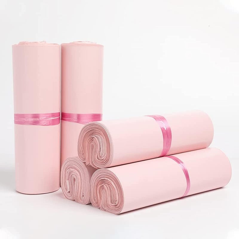 Red Dot Gift 50pcs Baby Pink Plastic Envelope Bags 20x31cm Self-Seal Adhesive Mailers - Image 1