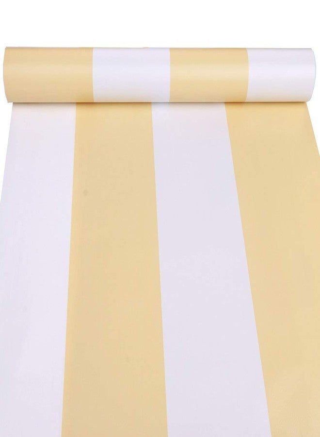 TAOGIFT Peel and Stick Vinyl Yellow and White Striped Wallpaper Contact Paper Wallpaper Self Adhesive Stripe Shelf Liner Dresser Drawer Cabinets Liner Furniture Wall Paper Sticker Removable (17.7x117 Inches) - Image 3