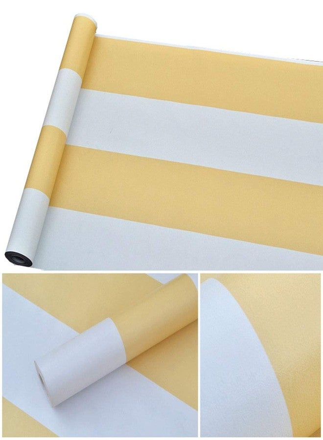 TAOGIFT Peel and Stick Vinyl Yellow and White Striped Wallpaper Contact Paper Wallpaper Self Adhesive Stripe Shelf Liner Dresser Drawer Cabinets Liner Furniture Wall Paper Sticker Removable (17.7x117 Inches) - Image 2