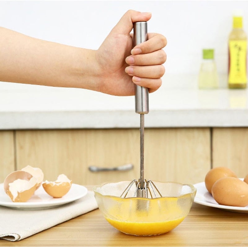 ELECDON 3 Pack Stainless Steel Egg Whisk Set, Hand Push Rotary Milk Frother with 2 Styles, Manual Mixer for Beating Eggs Whipping Cream Mixing Smoothies Cooking Tools - Image 3