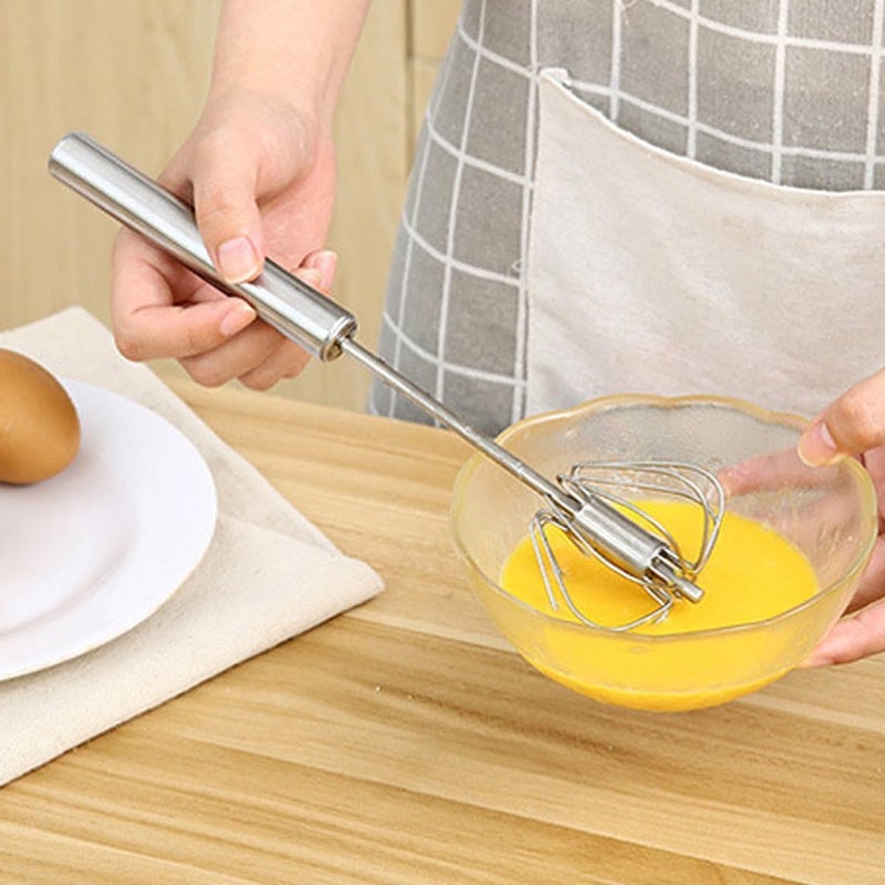 ELECDON 3 Pack Stainless Steel Egg Whisk Set, Hand Push Rotary Milk Frother with 2 Styles, Manual Mixer for Beating Eggs Whipping Cream Mixing Smoothies Cooking Tools - Image 4