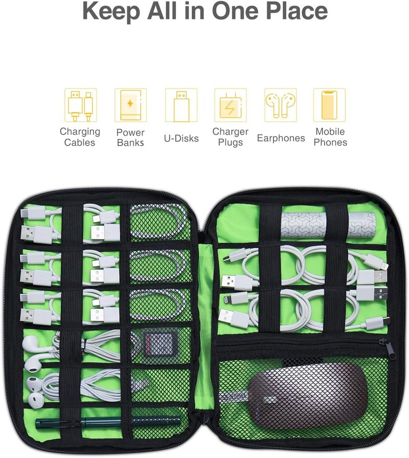 Luxtude Travel Cable Organizer Bag, Flat Cord Organizer Case, Travel Essentials for Wire/Cord/Charger/Cable Storage/Tech Accessories/Tech Gifts - Image 4