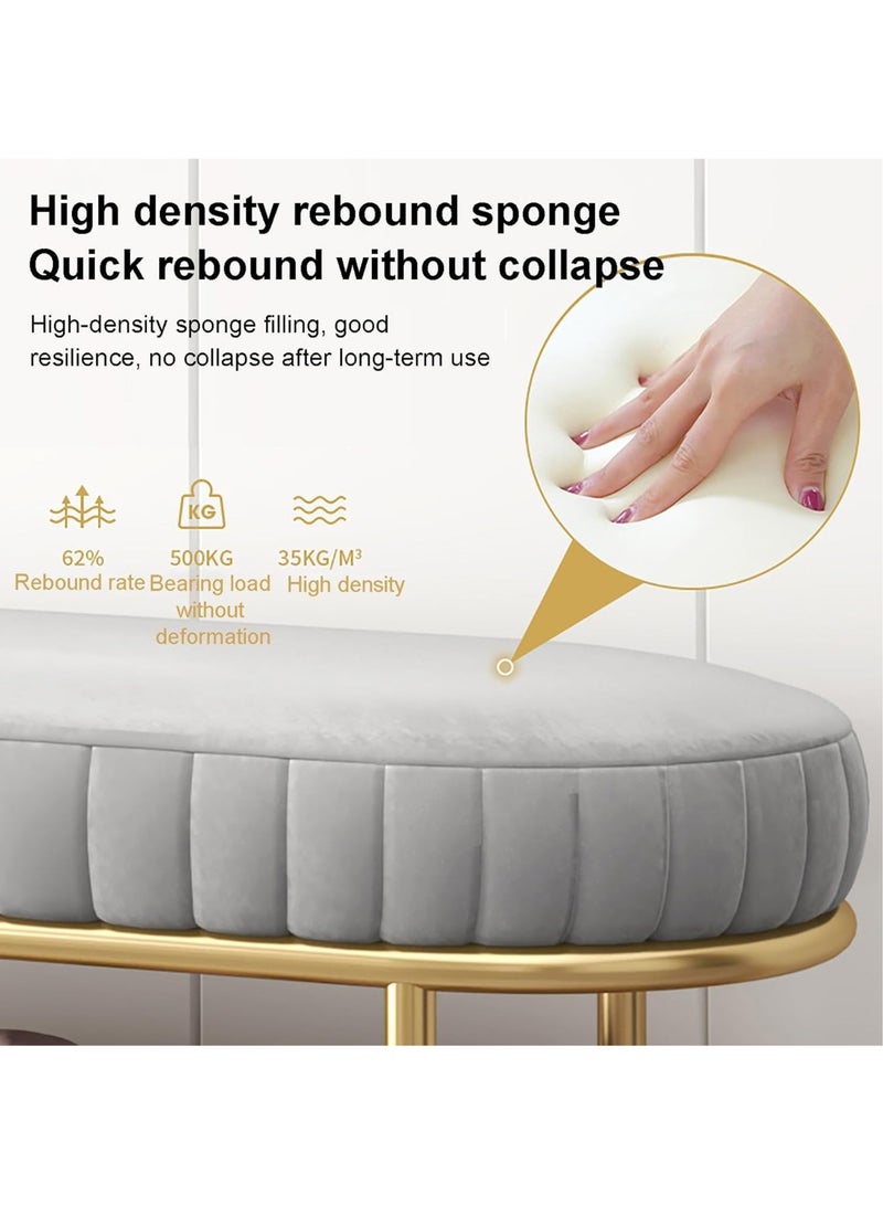 Velvet Shoe Bench with Double Shelf, Modern End Of Bed Bench - Entryway Shoe Rack Bench with Metal Base for Living Room, Bedroom & Hallway - Image 5