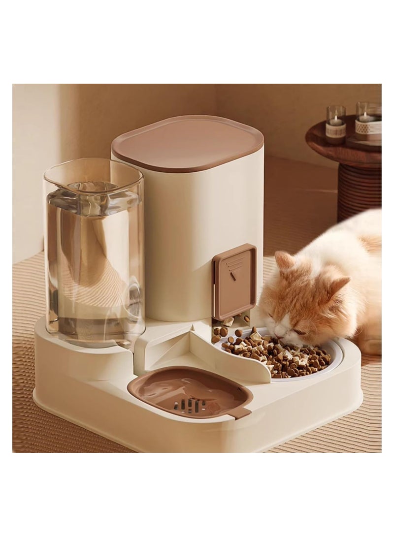 Excefore Automatic Cat Feeder, 2.3 L Cat Feeder with Ceramic Bowl, Automatic Pet Feeder and Water Dispenser 2 in 1 Suitable for Small Medium Dog Puppy Kitten(Brown) - Image 2