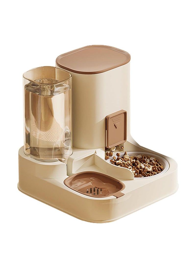 Excefore Automatic Cat Feeder, 2.3 L Cat Feeder with Ceramic Bowl, Automatic Pet Feeder and Water Dispenser 2 in 1 Suitable for Small Medium Dog Puppy Kitten(Brown) - Image 1