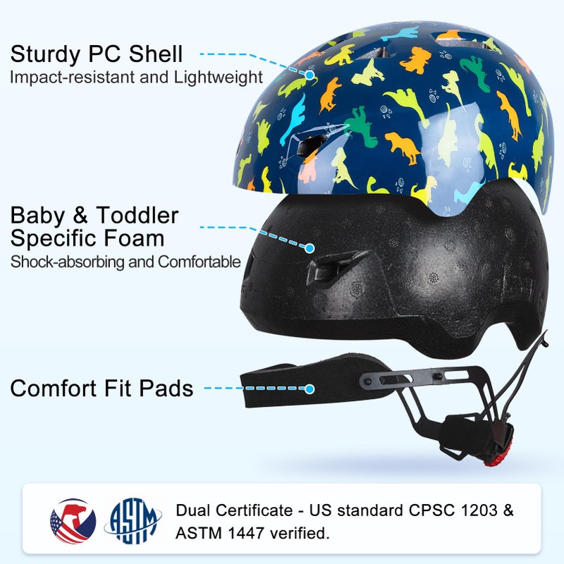 Lemmeko Toddler Helmet, Baby Infant Kids Bike Helmet for Kids Age 1-3/2-4/3-5/5-8 Adjustable Toddler Bike Helmets for Boys Girls for Scooter Skateboard Cycling - Image 5