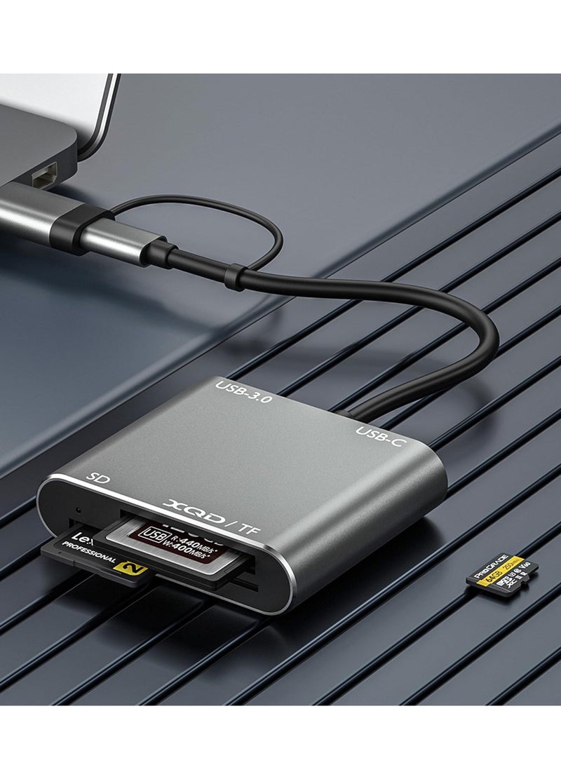 Excefore 5-IN-1 XQD Card Reader USB C, SD/TF Dual-Slot Multiport External Card Reader USB Hub Compatible for Type-C Laptop, Support Windows/Mac OS/Android (10Gbps) - Image 3