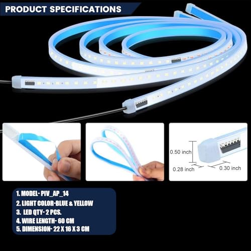 Pivalo 60cm DRL Flexible Silica Gel Daytime Running Strip Light Auto LED Soft Strips Tube Signal Lamp Universal For Bikes Cars and Home Decoration (White and Yellow, Set of 2) - Image 4