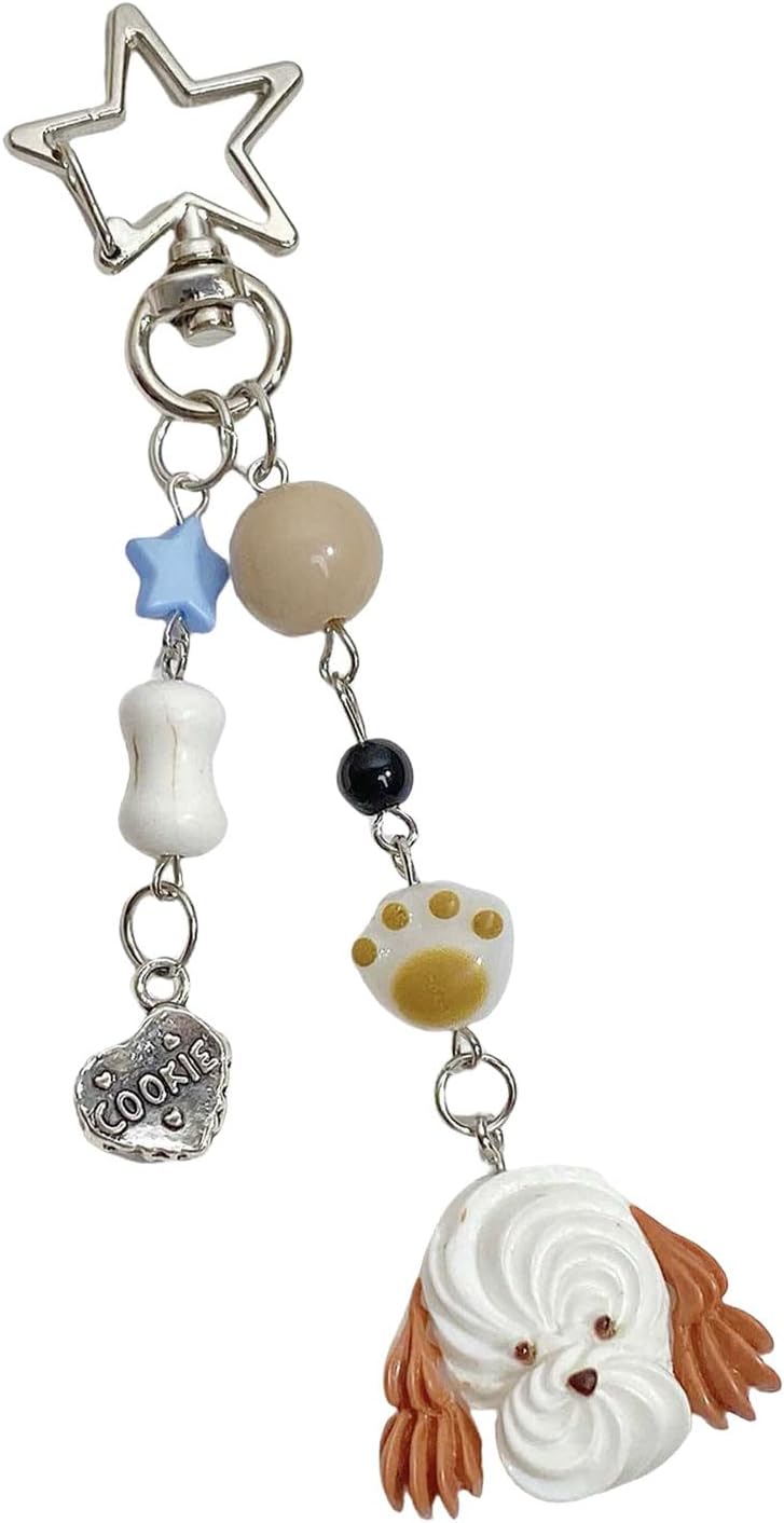 Resin Puppy Bead Pendant Keychain Trendy Earphone Case Charm Accessory Fashionable Phone Chain for Women and Girls - Image 2