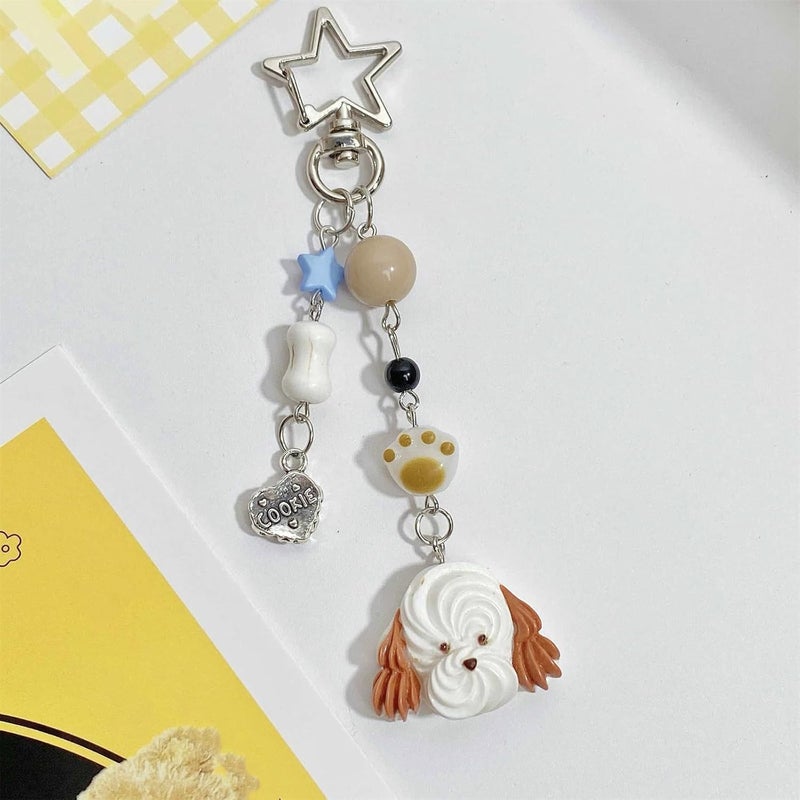 Resin Puppy Bead Pendant Keychain Trendy Earphone Case Charm Accessory Fashionable Phone Chain for Women and Girls - Image 5