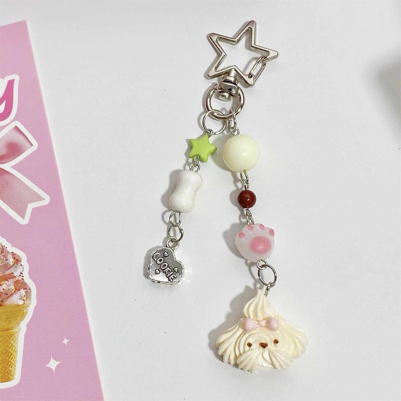 Resin Puppy Bead Pendant Keychain Trendy Earphone Case Charm Accessory Fashionable Phone Chain for Women and Girls - Image 3