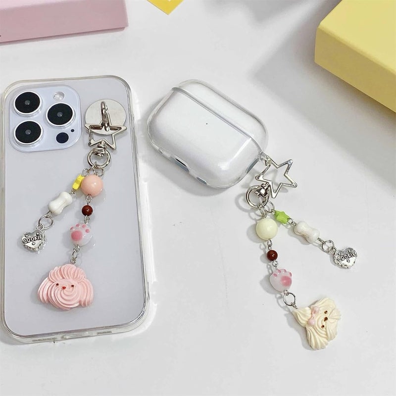 Resin Puppy Bead Pendant Keychain Trendy Earphone Case Charm Accessory Fashionable Phone Chain for Women and Girls - Image 4
