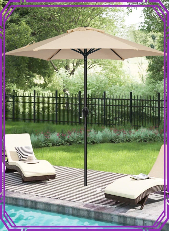 أبيكس مظلة طاولة من  بطول 2.2 متر من الستيل بعامل حماية من الاشعة فوق البنفسجية 50+، مظلة كبيرة للحماية من الشمس للشرفة والحديقة والفناء الخلفي,المظلة بدون قاعدة - Image 1