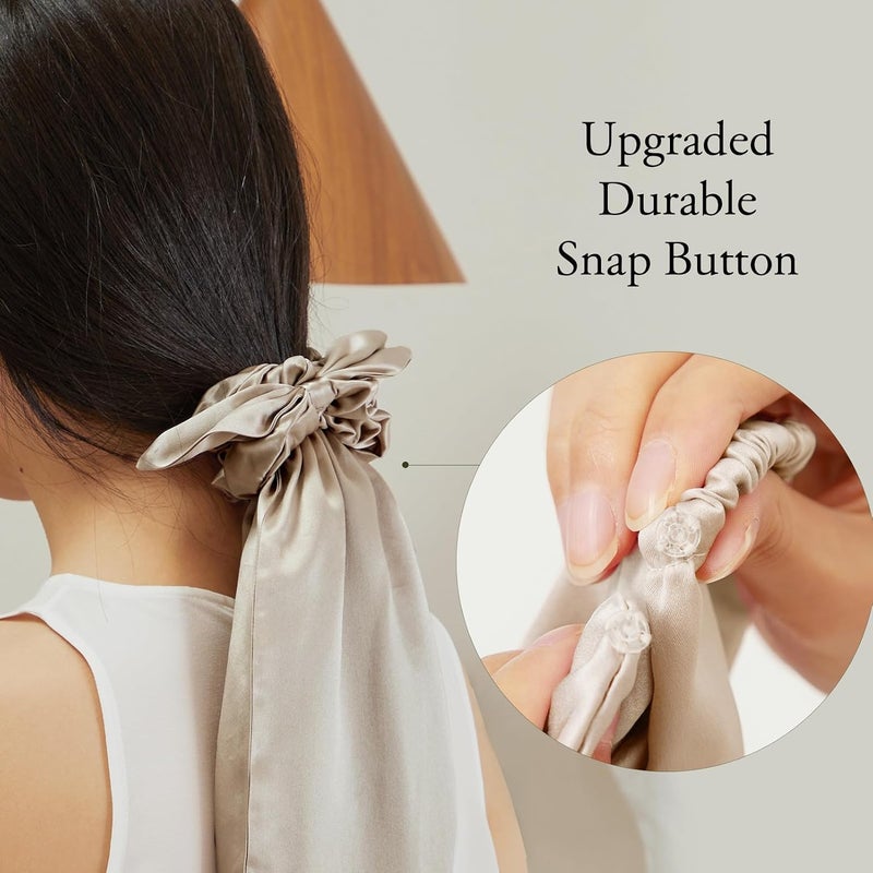 KASTWAVE Premium 100% Silk Bonnet for Sleeping & Daily Hair Protection, Adjustable Elastic Silk Hair Scrunchies and Ties for Long, Curly, Natural Hair, Reduce Frizz and Breakage for Women & Girls - Image 5