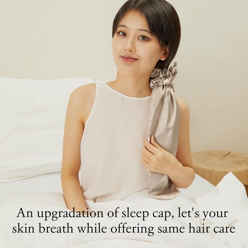 KASTWAVE Premium 100% Silk Bonnet for Sleeping & Daily Hair Protection, Adjustable Elastic Silk Hair Scrunchies and Ties for Long, Curly, Natural Hair, Reduce Frizz and Breakage for Women & Girls - Image 4