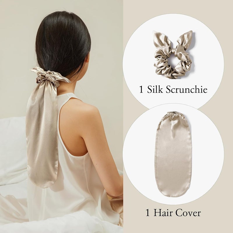 KASTWAVE Premium 100% Silk Bonnet for Sleeping & Daily Hair Protection, Adjustable Elastic Silk Hair Scrunchies and Ties for Long, Curly, Natural Hair, Reduce Frizz and Breakage for Women & Girls - Image 3
