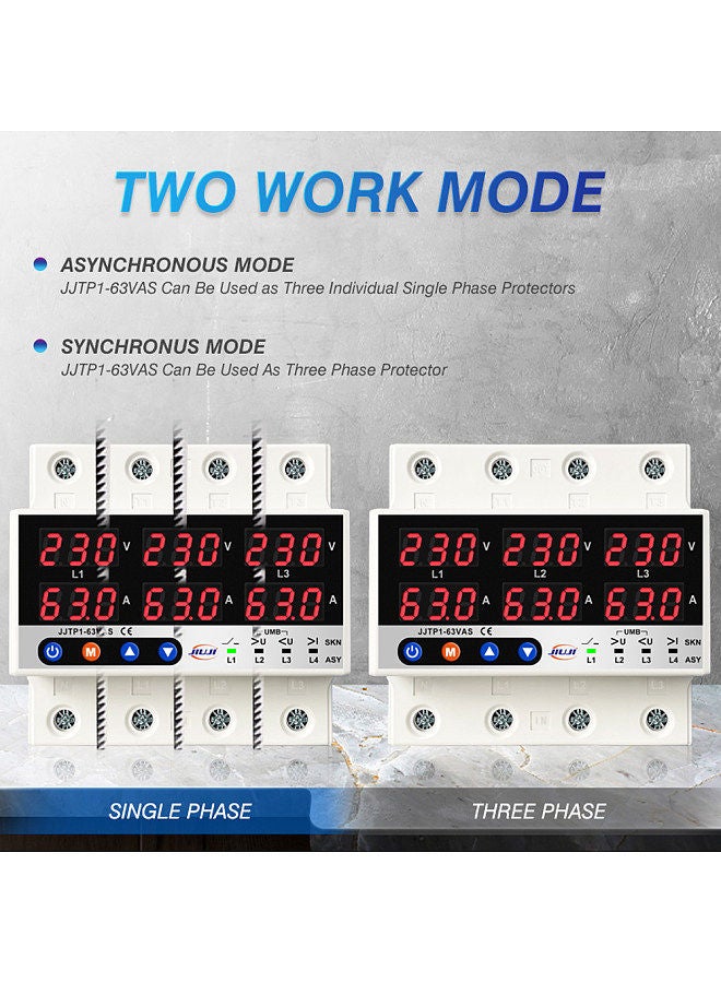 Three Phase Voltage and Current Protector Synchronous and Asynchronous Working Modes Design Multiple Protections