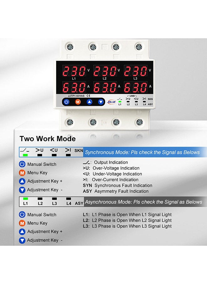 Generic Three Phase Voltage and Current Protector Synchronous and Asynchronous Working Modes Design Multiple Protections  - Image 5