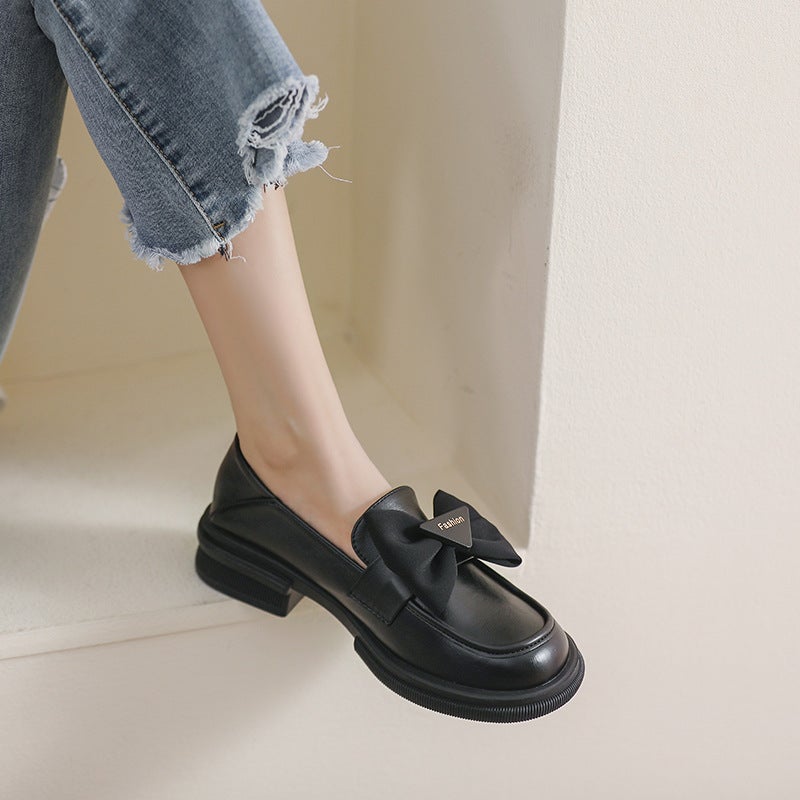 Cowhide Leather Shoes Joker Thick-Soled Single-Layer Shoes British Loafers Plus Size Women'S Shoes 41-43 - Image 3