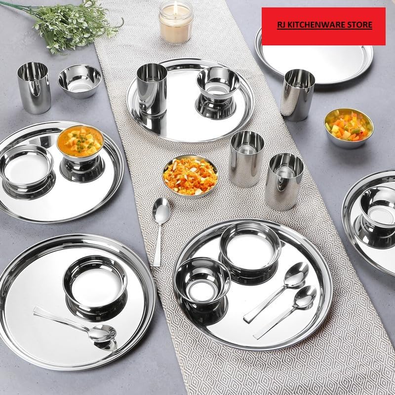 RJ kitchenware Store Dinner Set 36 PSC Premium Stainless Steel Dinner Set of 36 Pcs |22 Gauge | Kitchen Set for Home | Heavy Gauge |Long-Lasting Quality | Elegant Design | Silver Colour - Image 5