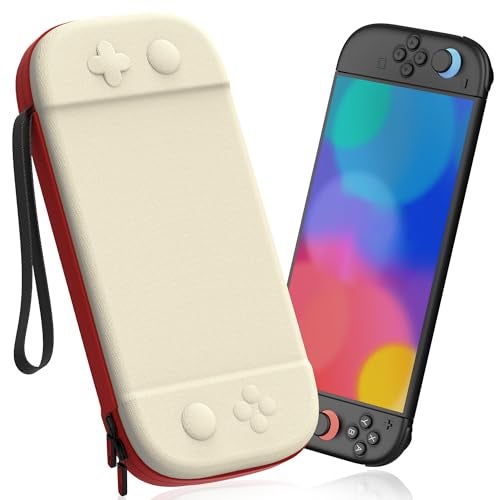 STARTRC GAMES Slim Carrying Case for Nintendo Switch 2 2025, Hard Shell Travel Case with 12 Game Card Slots, Portable Carry Bag for Switch 2 Console White & Red - Image 1