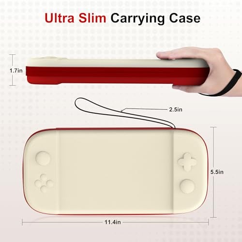 STARTRC GAMES Slim Carrying Case for Nintendo Switch 2 2025, Hard Shell Travel Case with 12 Game Card Slots, Portable Carry Bag for Switch 2 Console White & Red - Image 4