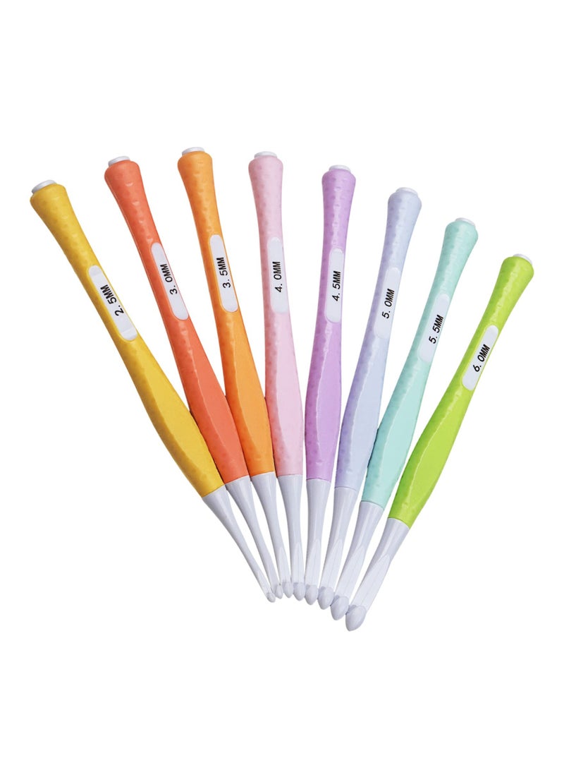 KASTWAVE 8Pcs Plastic Crochet Hooks Sets Soft Grip, Ergonomic Crochet Hooks, Colourful Crochet, 2.5mm, 3.0mm, 3.5mm, 4.0mm, 4.5mm, 5.0mm, 5.5mm, 6.0mm, for Arthritic Hands, Beginners  - Image 1