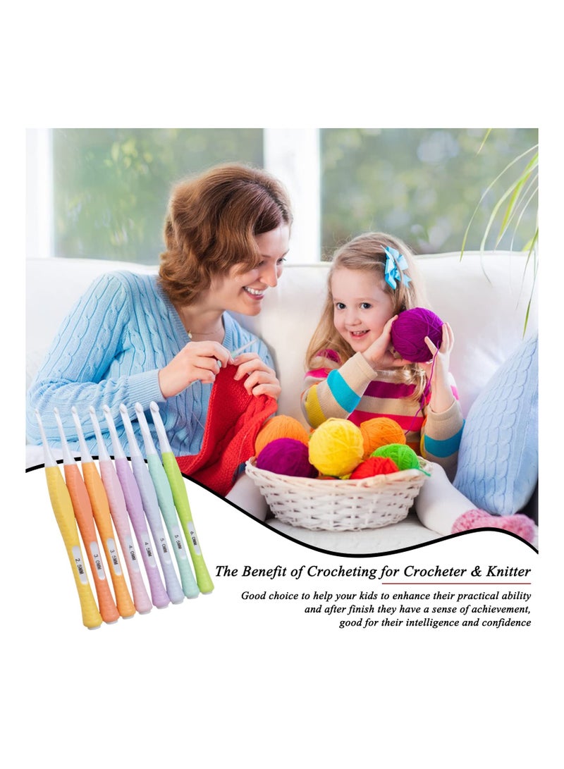 KASTWAVE 8Pcs Plastic Crochet Hooks Sets Soft Grip, Ergonomic Crochet Hooks, Colourful Crochet, 2.5mm, 3.0mm, 3.5mm, 4.0mm, 4.5mm, 5.0mm, 5.5mm, 6.0mm, for Arthritic Hands, Beginners  - Image 5