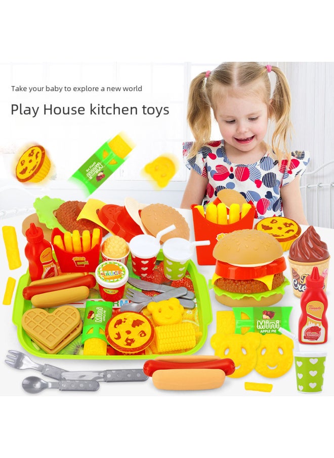 Children's Simulated Food Hamburger Fries Pizza Kitchen Cooking Toys Western Dining Playset Rice Cooking Meal Prep-Color:6621-5 PVC Bags  - Image 3