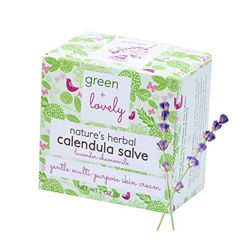 Green + Lovely Nature's Herbal Calendula Salve (Lavender Chamomile), Cream, Ointment, Intensive Moisturizer for Sensitive Skin, 2 oz. - Image 1