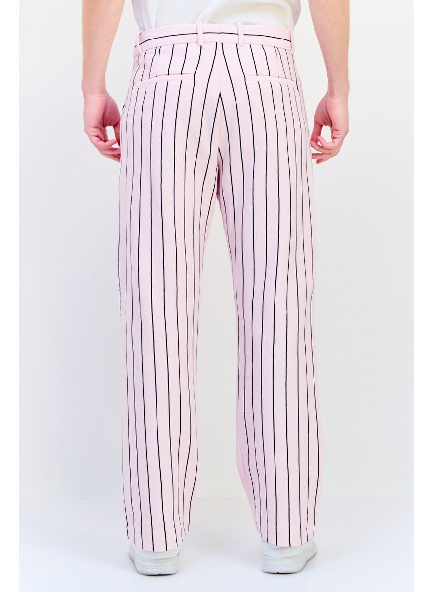 ESPRIT Men Loose Fit  Straight Leg Non Stretchable Pants, Pink  - Image 3