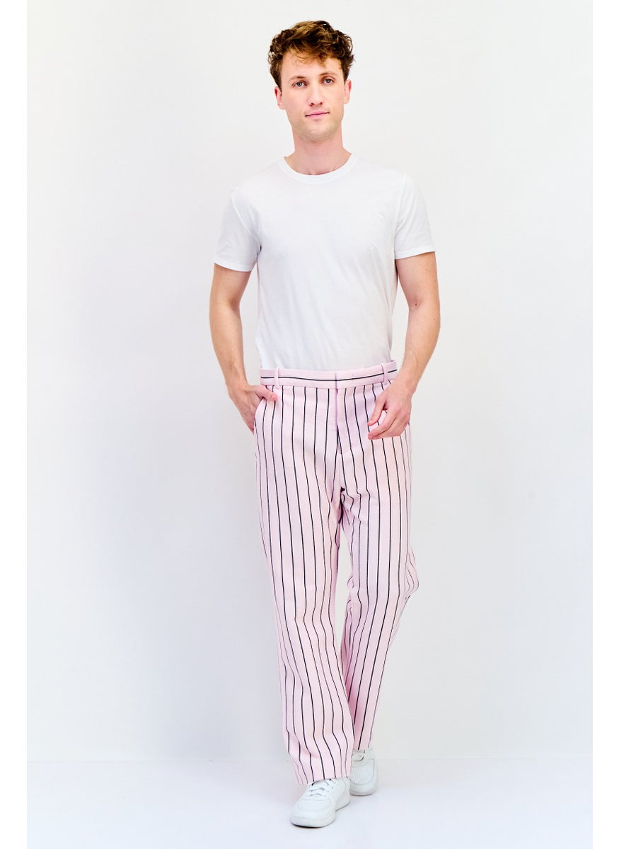 ESPRIT Men Loose Fit  Straight Leg Non Stretchable Pants, Pink  - Image 4
