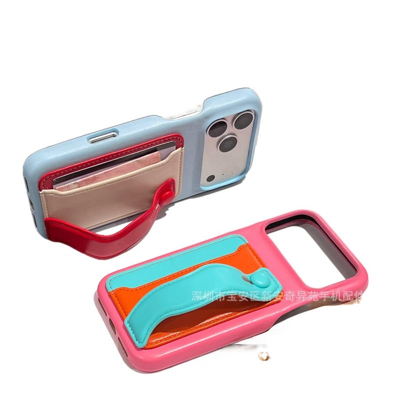 غطاء واقي | برتقالي PU | لـ iPhone 14 / 14 Plus / 14 Pro / 14 Pro Max | حامل بطاقات - Image 3