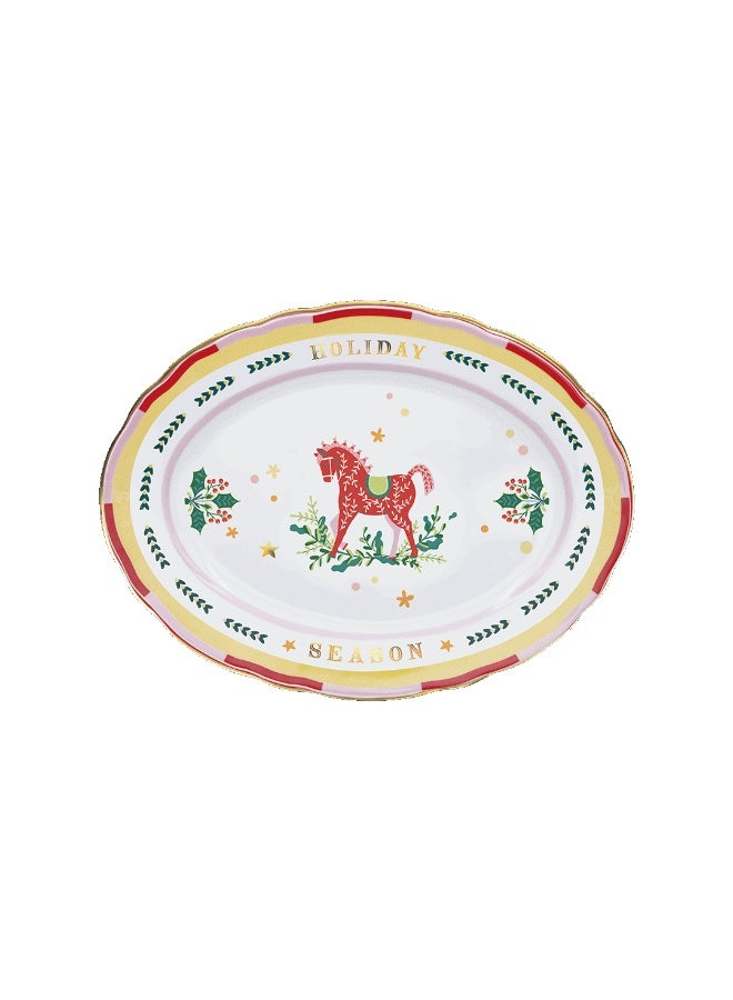 Baci milano Porcelain Tea Set 10 Pieces for 6 Persons – Mamma Mia Xmas Collection, Teapot, Sugar Bowl, Tea Cups, Oval Plate, Gift Cake Stand, Festive Tableware, Home, Gift, Italian Design by Baci Milano - Image 3