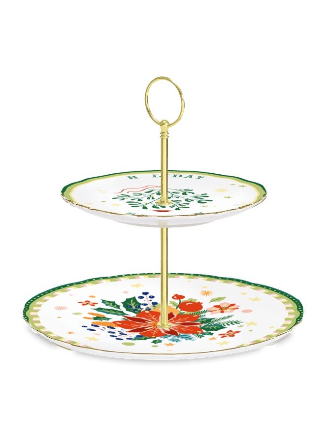 Baci milano Porcelain Tea Set 10 Pieces for 6 Persons – Mamma Mia Xmas Collection, Teapot, Sugar Bowl, Tea Cups, Oval Plate, Gift Cake Stand, Festive Tableware, Home, Gift, Italian Design by Baci Milano - Image 2