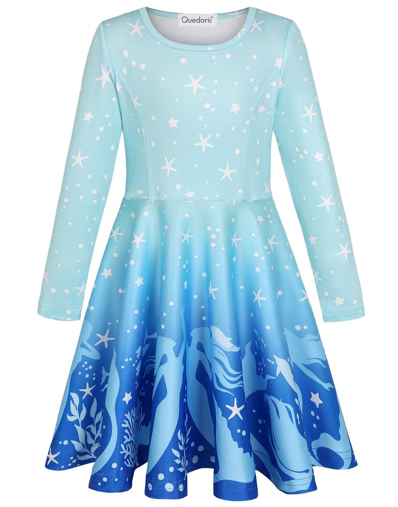 Quedoris Girls Twirly Printed Casual Party Dress Mermaid L - Image 2