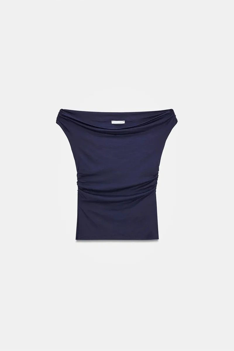 Dilvin Navy Blue DILVIN Women’s Off-shoulder Slim-fit Jersey Blouse for Women | Best Price UAE