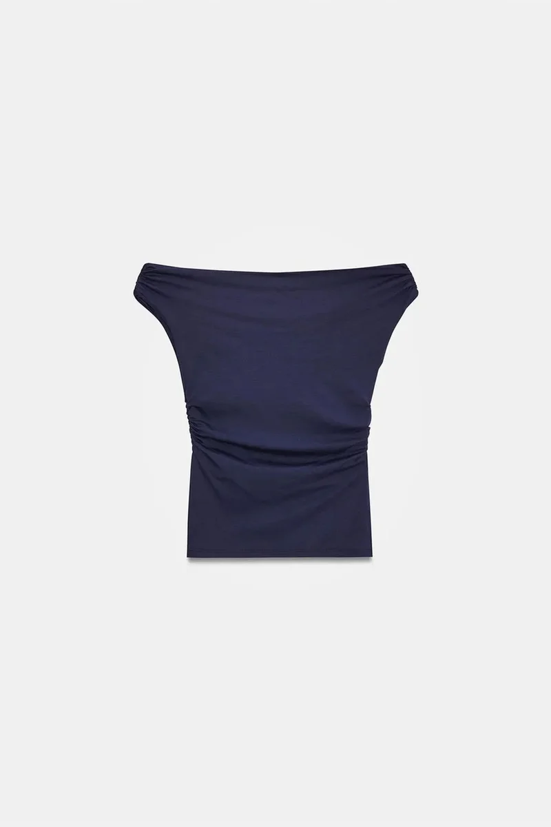 Dilvin Navy Blue DILVIN Women’s Off-shoulder Slim-fit Jersey Blouse for Women | Best Price UAE