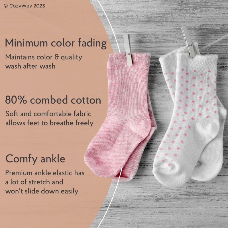 CozyWay Baby & Toddler Grip Socks - Non-Slip Baby & Toddler Socks - Soft Cotton Comfort for 12-18 Month Infants - Reinforced Toe for Little Feet - Low-Cut 1T-3T, Pink/White/Gray, Pack of 14 - Image 2