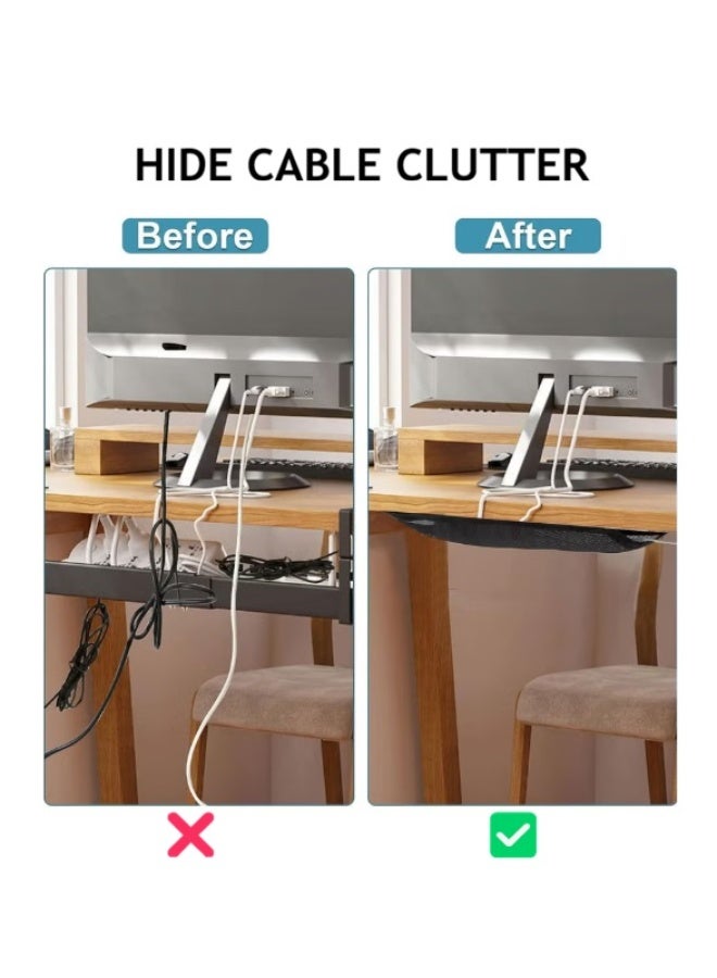 Under Desk Cable Management Net Cord Organizer for Desk Wire Storage & Cable Hiding Solution for Home Office Gaming Setup Black - Image 1