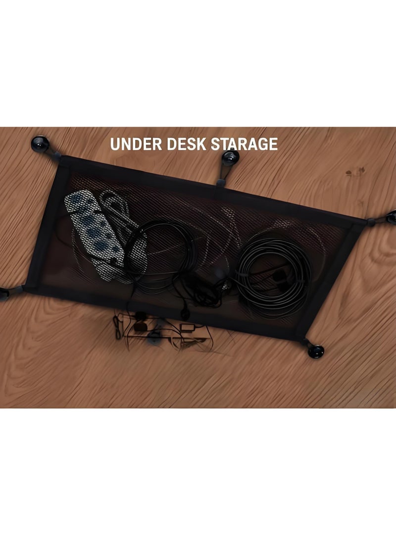 Under Desk Cable Management Net Cord Organizer for Desk Wire Storage & Cable Hiding Solution for Home Office Gaming Setup Black - Image 2