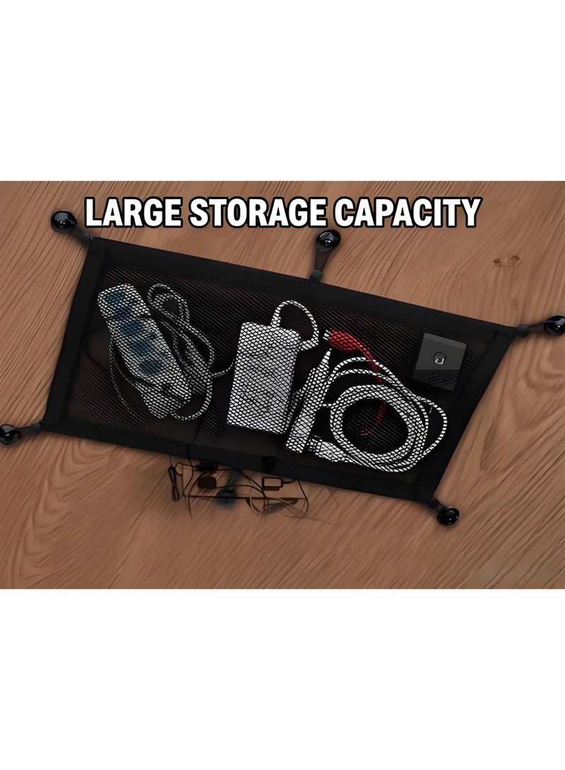 Under Desk Cable Management Net Cord Organizer for Desk Wire Storage & Cable Hiding Solution for Home Office Gaming Setup Black - Image 3