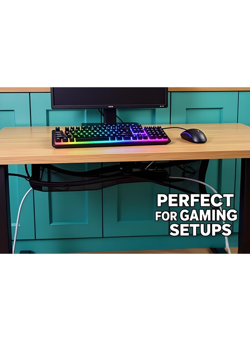 Under Desk Cable Management Net Cord Organizer for Desk Wire Storage & Cable Hiding Solution for Home Office Gaming Setup Black - Image 4